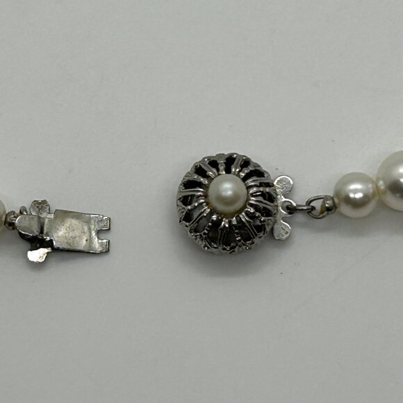 Vintage Sarah Coventry Faux Pearl Necklace, Floral Box ClaspTimeless 1960s - Picture 12 of 16